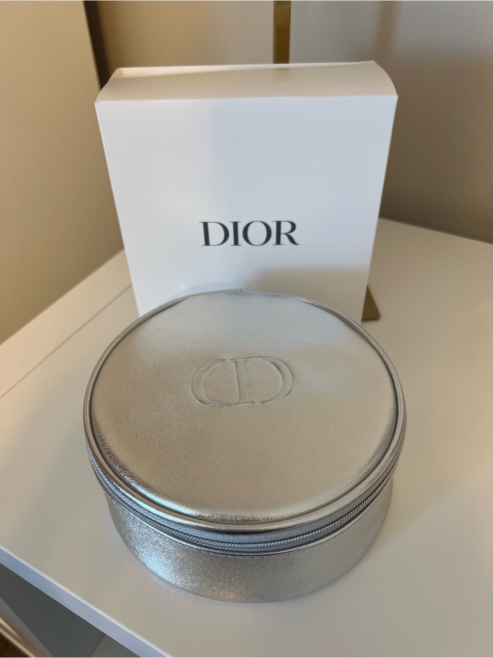 Dior Metallic Silver Round Case